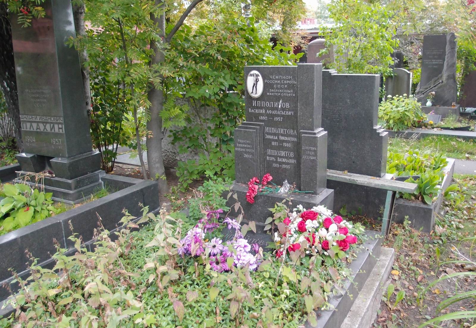 Памятник на могиле Ипполитова В.А. (1892-1957), на Новодевичьем кладбище (5-6-7).