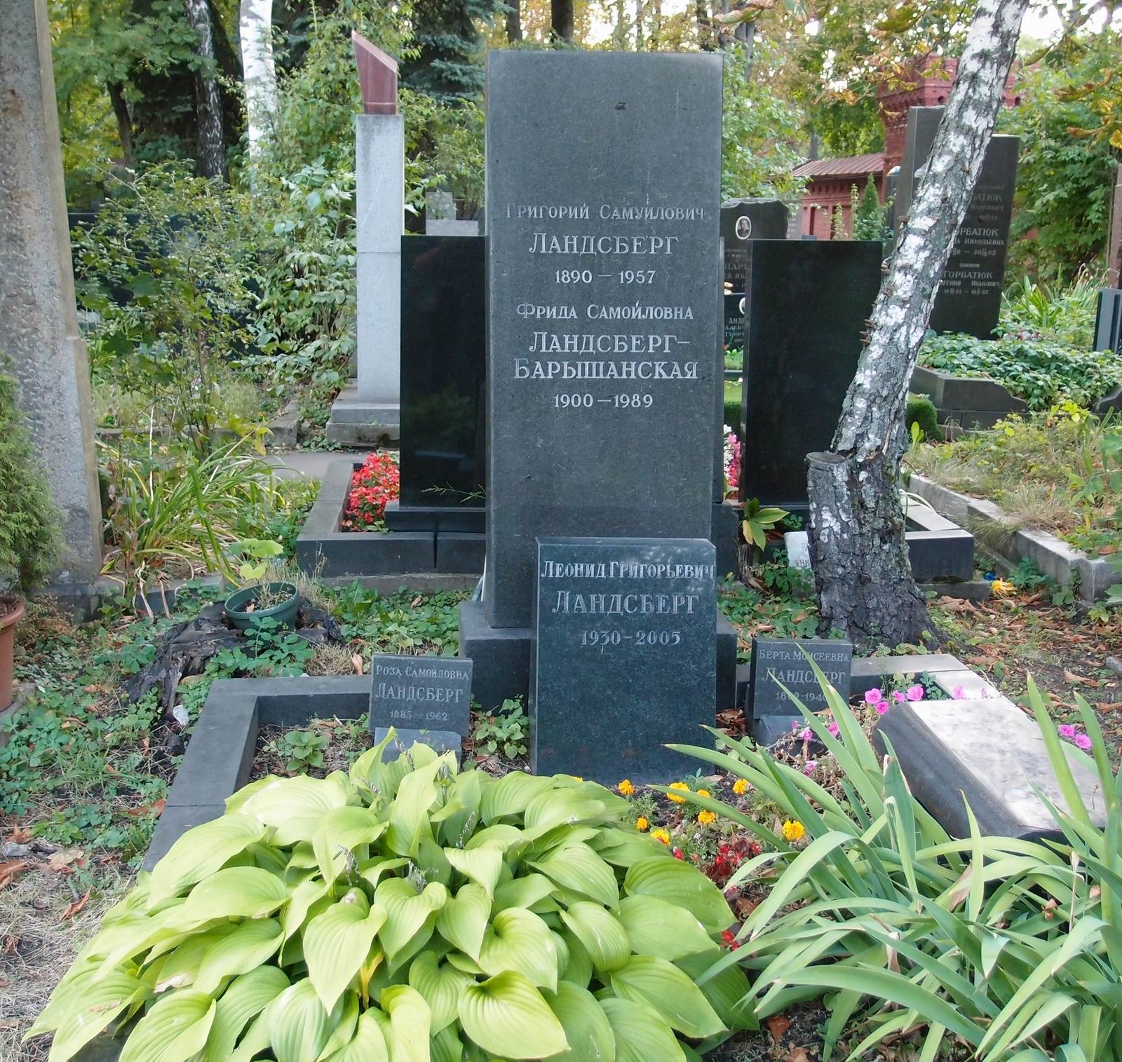 Памятник на могиле Ландсберга Г.С. (1890-1957), на Новодевичьем кладбище (5-1-4).