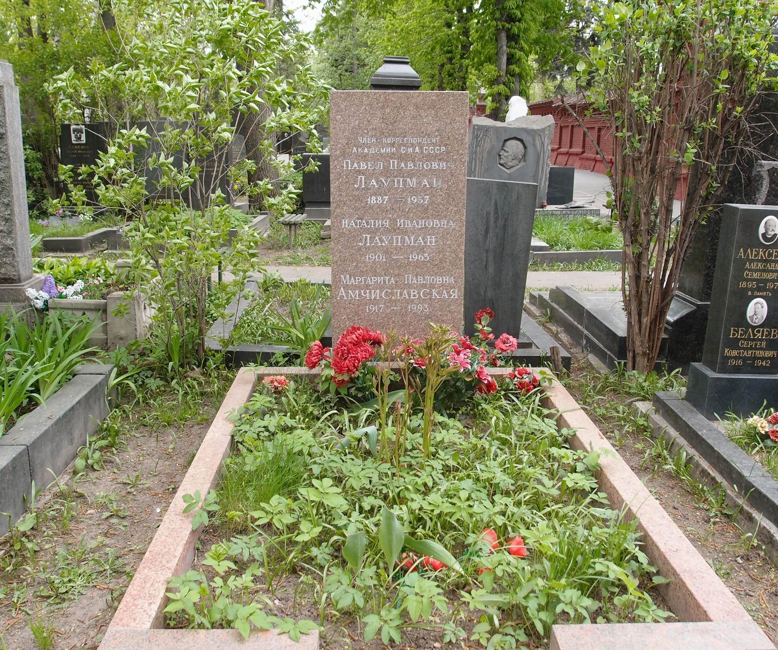 Памятник на могиле Лаупмана П.П. (1887–1957), на Новодевичьем кладбище (5–5–2).
