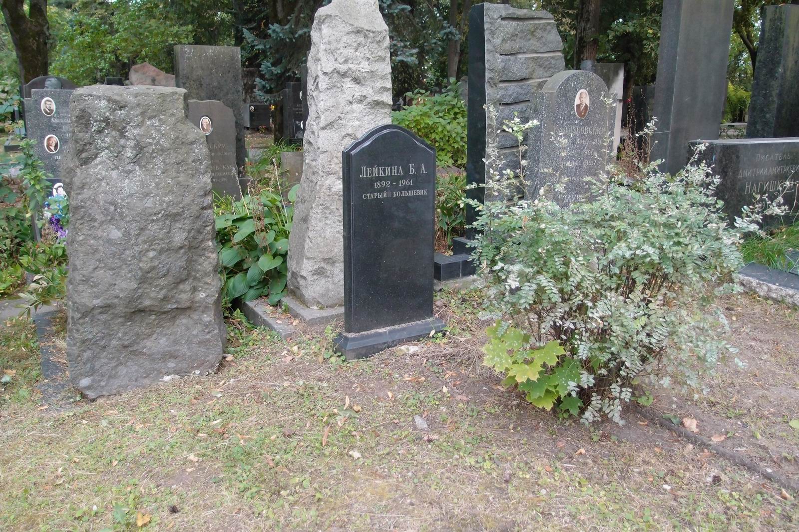 Памятник на могиле Лейкиной Б.А. (1892-1961), на Новодевичьем кладбище (5-44-5).