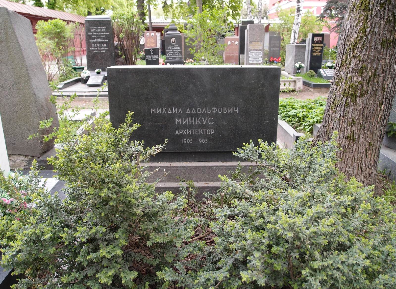 Памятник на могиле Минкуса М.А. (1905-1963), на Новодевичьем кладбище (5-8-2).