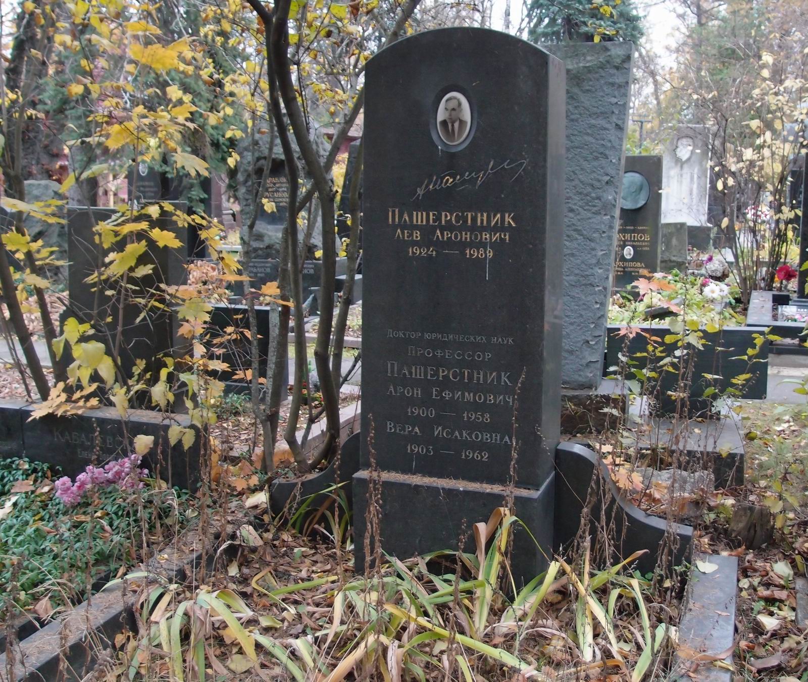 Памятник на могиле Пашерстника А.Е. (1900–1958), на Новодевичьем кладбище (5–29–6).