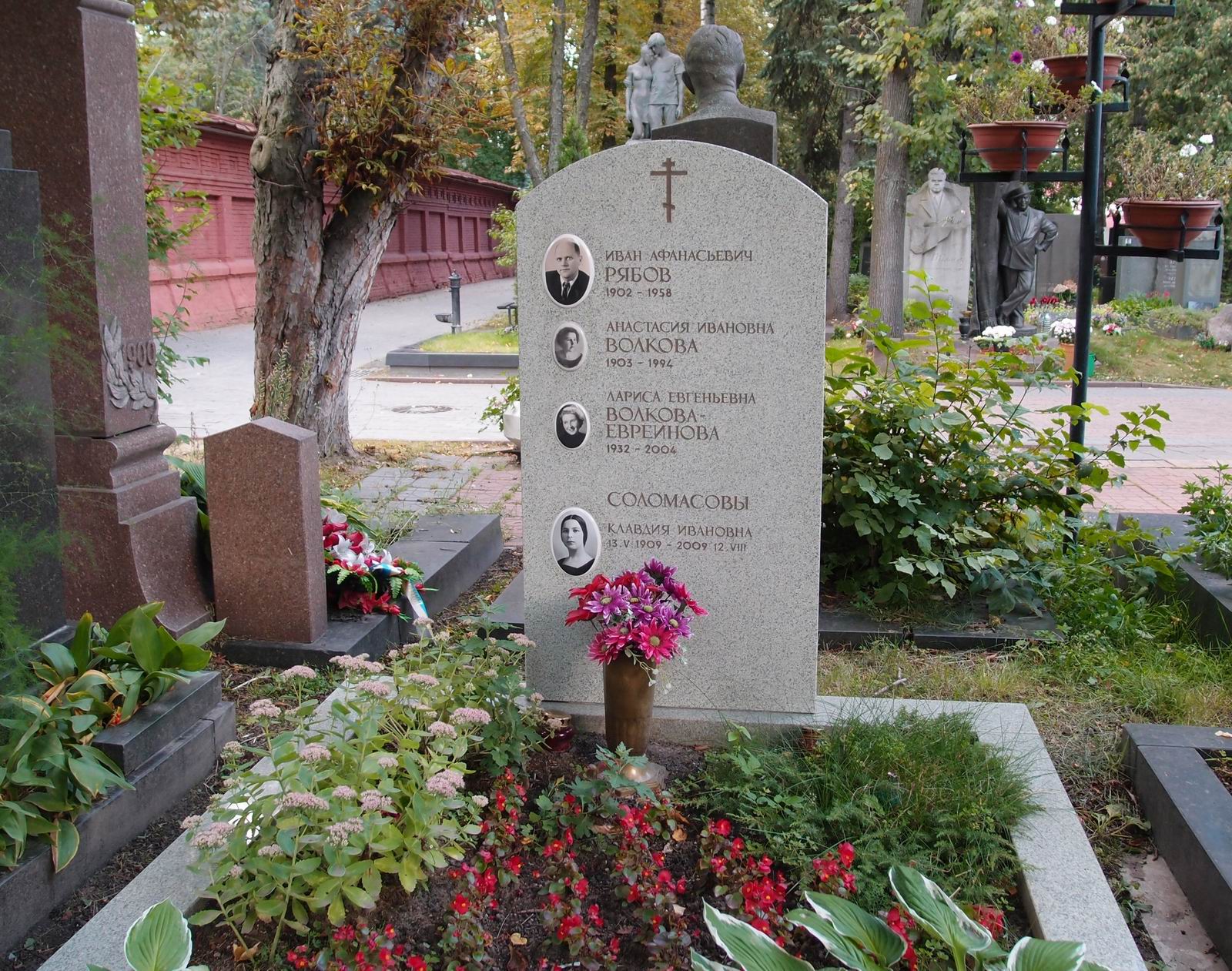 Памятник на могиле Рябова И.А. (1902–1958), на Новодевичьем кладбище (5–25–2).