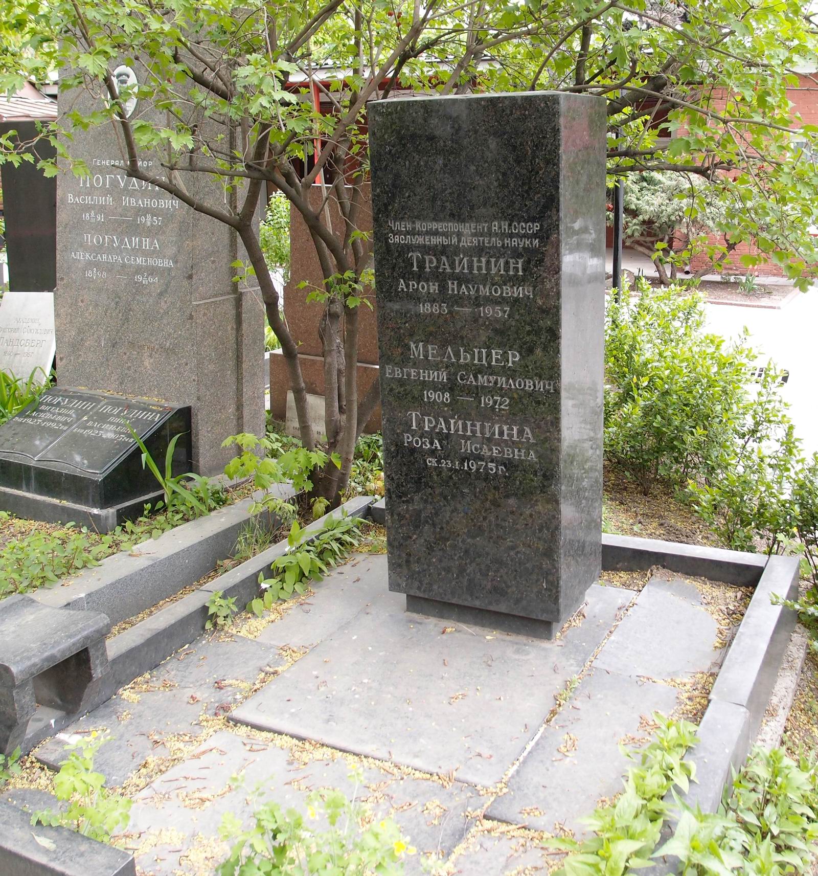Памятник на могиле Трайнина А.Н. (1883–1957), на Новодевичьем кладбище (5–2–6).