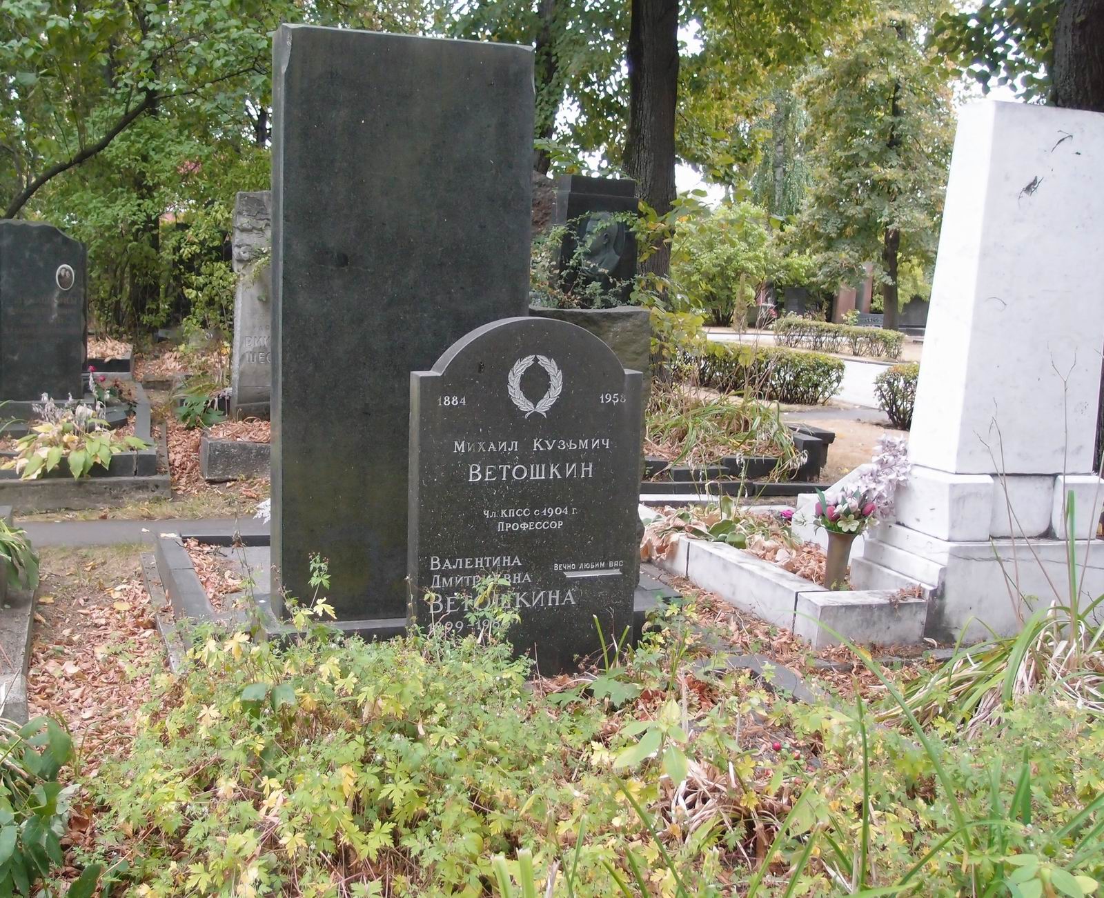 Памятник на могиле Ветошкина М.К. (1884–1958), на Новодевичьем кладбище (5–16–8).