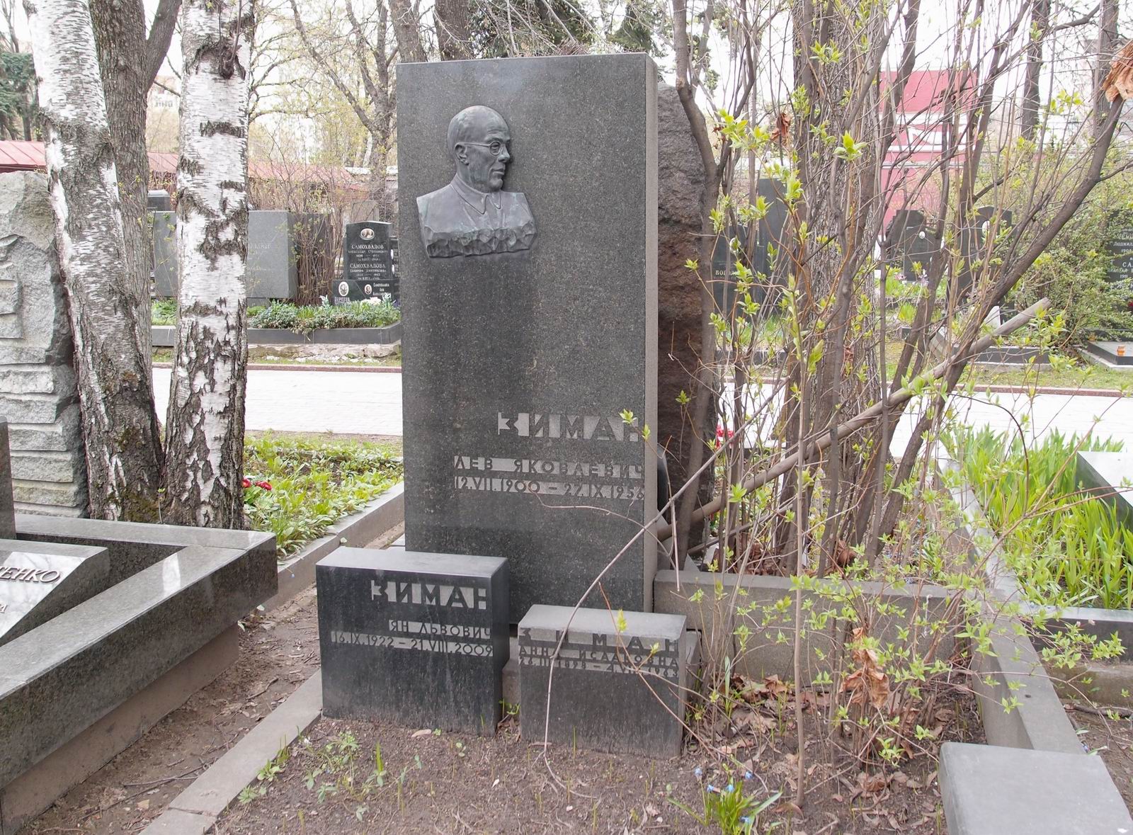 Памятник на могиле Зимана Л.Я. (1900–1956), на Новодевичьем кладбище (5–10–7).