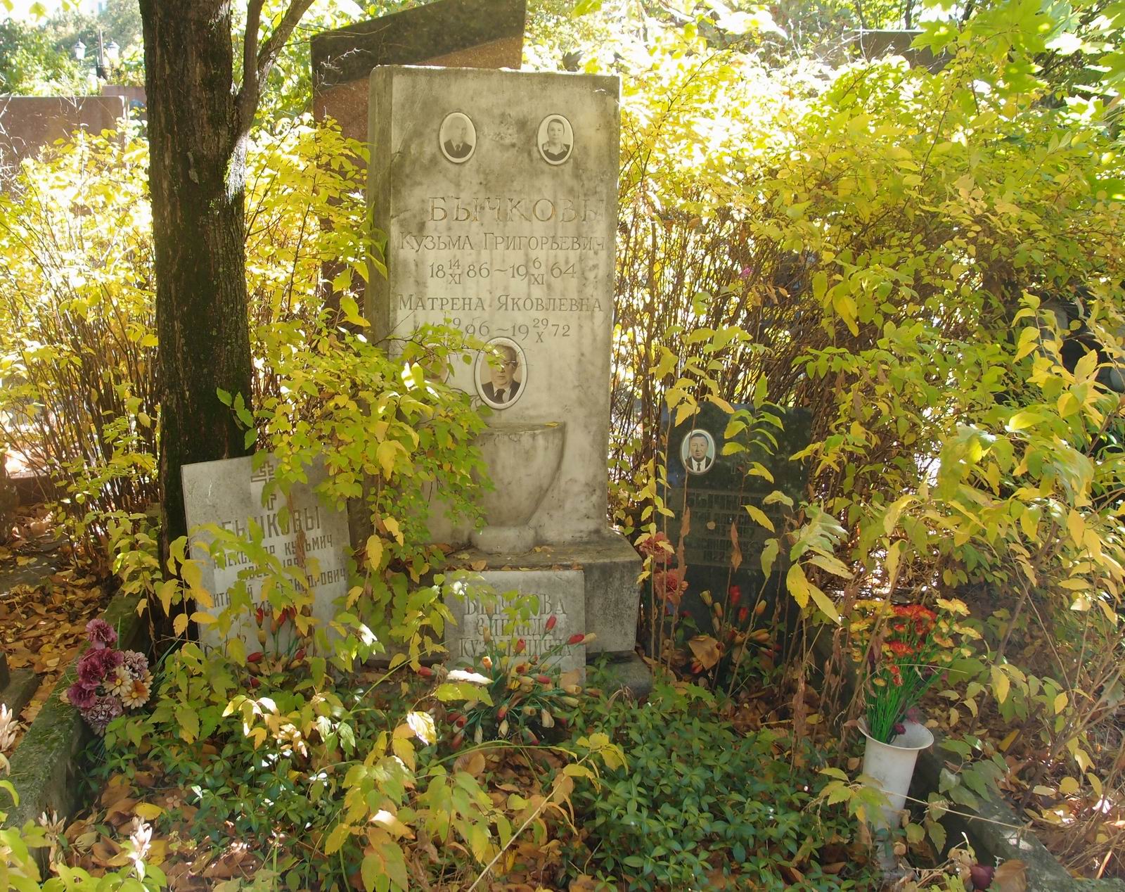 Памятник на могиле Бычкова К.Г. (1886–1964), на Новодевичьем кладбище (6–12–4).