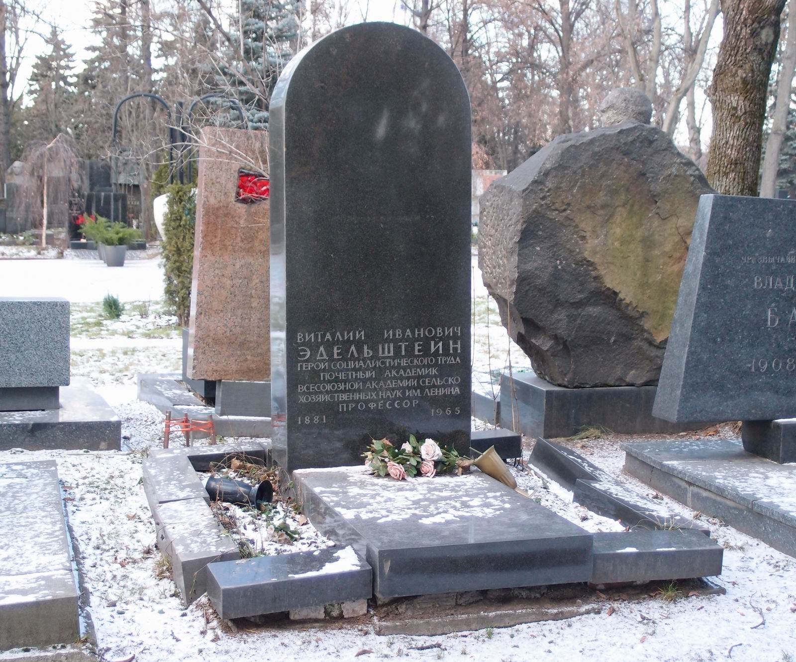 Памятник на могиле Эдельштейна В.И. (1881–1965), на Новодевичьем кладбище (6–21–10).