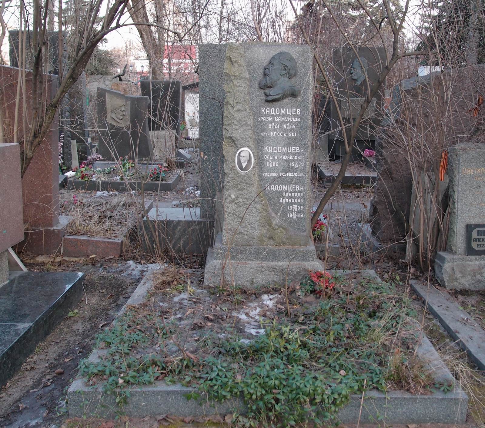Памятник на могиле Кадомцева Э.С. (1881-1965), на Новодевичьем кладбище (6-16-15).