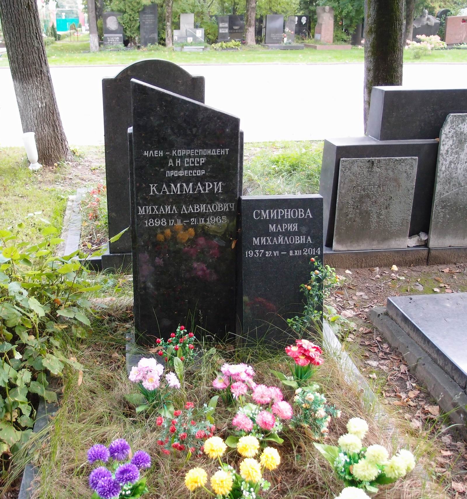 Памятник на могиле Каммари М.Д. (1898-1965), на Новодевичьем кладбище (6-24-1).