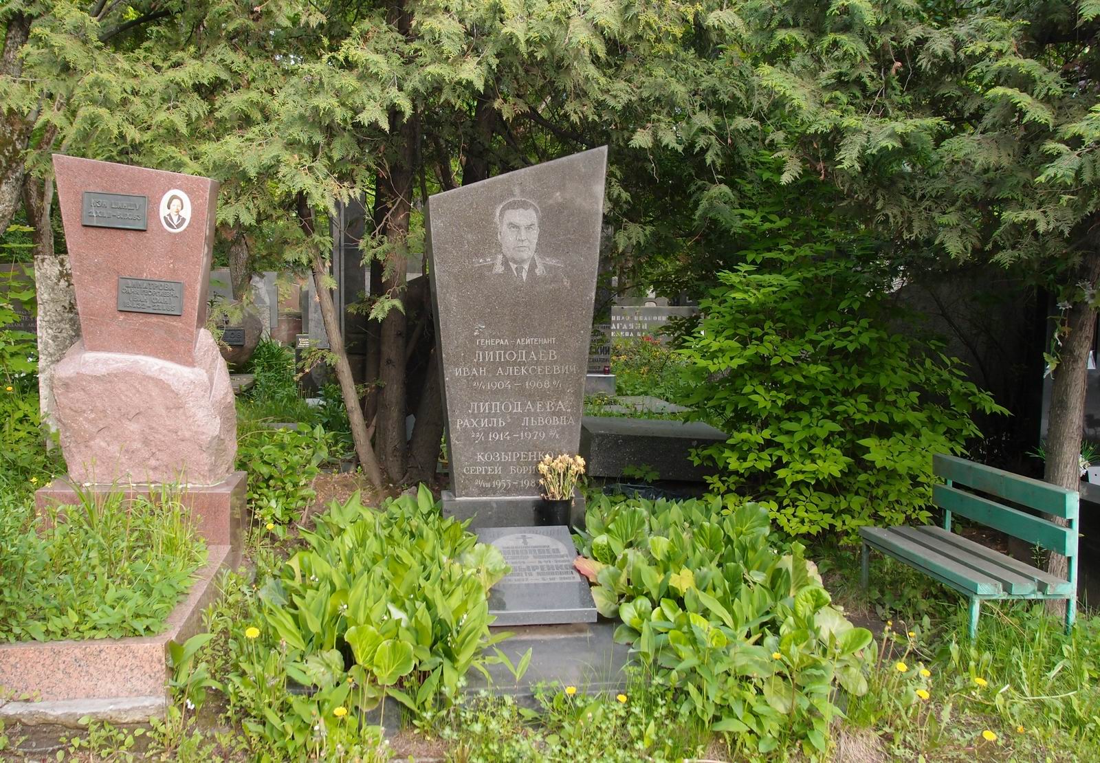 Памятник на могиле Липодаева И.А. (1904–1968), на Новодевичьем кладбище (6–40–8).