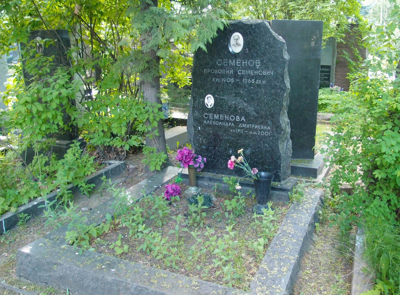 Памятник на могиле Семёнова П.С. (1905–1965), на Новодевичьем кладбище (6-19-7).