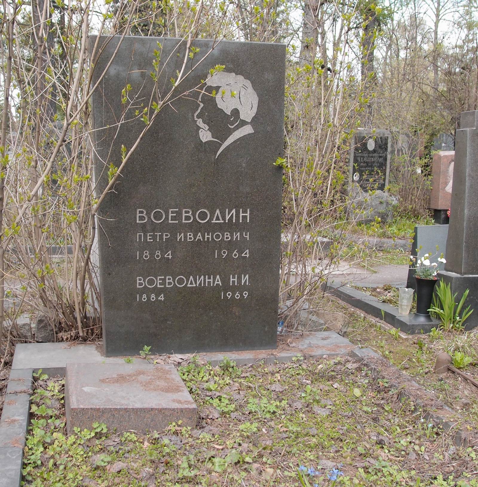 Памятник на могиле Воеводина П.И. (1884–1964), на Новодевичьем кладбище (6–13–12).