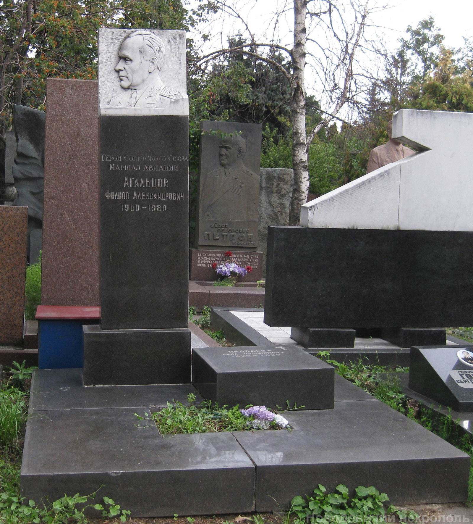 Памятник на могиле Агальцова Ф.А. (1900-1980), на Новодевичьем кладбище (7-16-18).