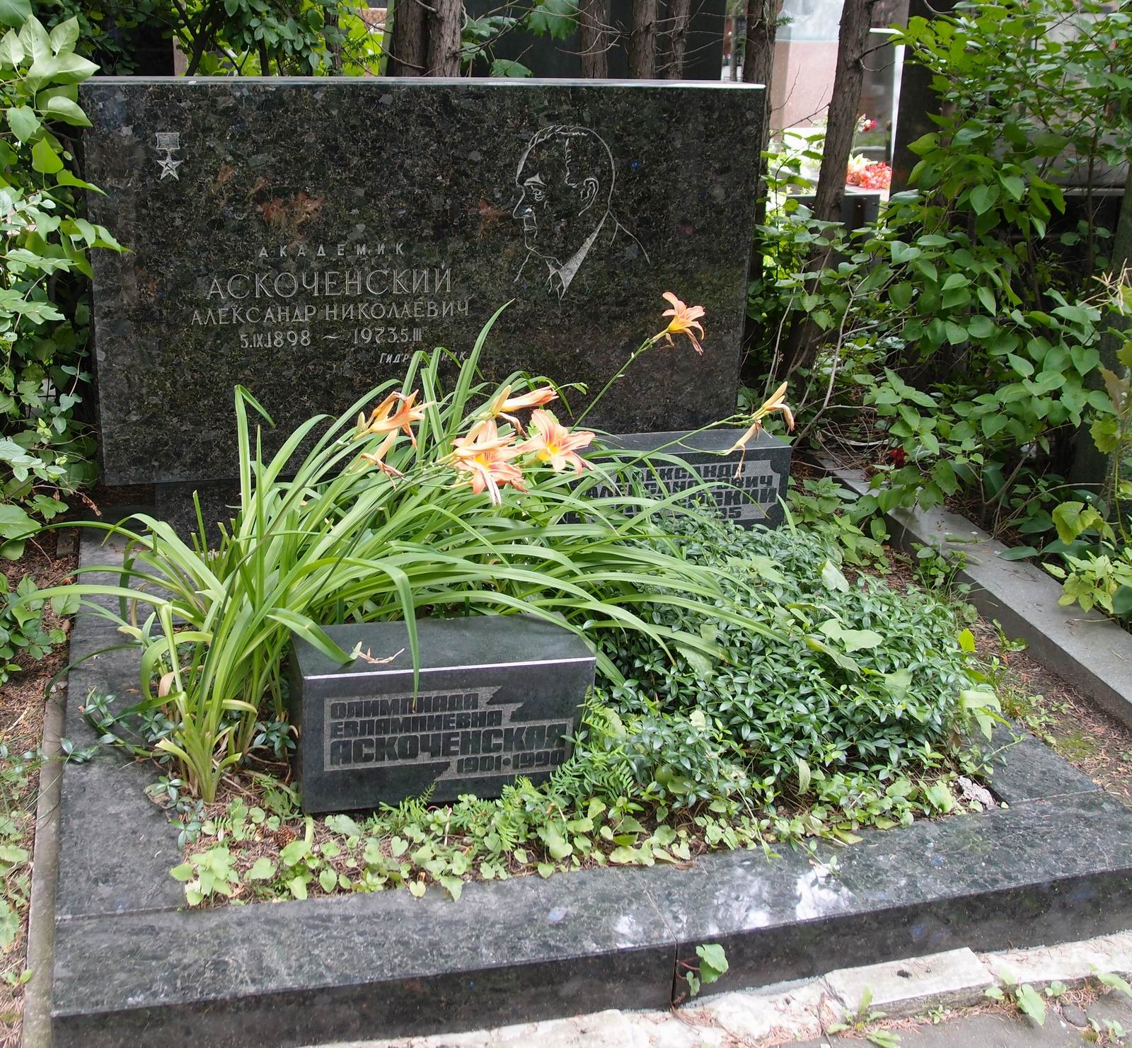 Памятник на могиле Аскоченского А.Н. (1898-1973), по проекту М.Носова, на Новодевичьем кладбище (7-4-21).