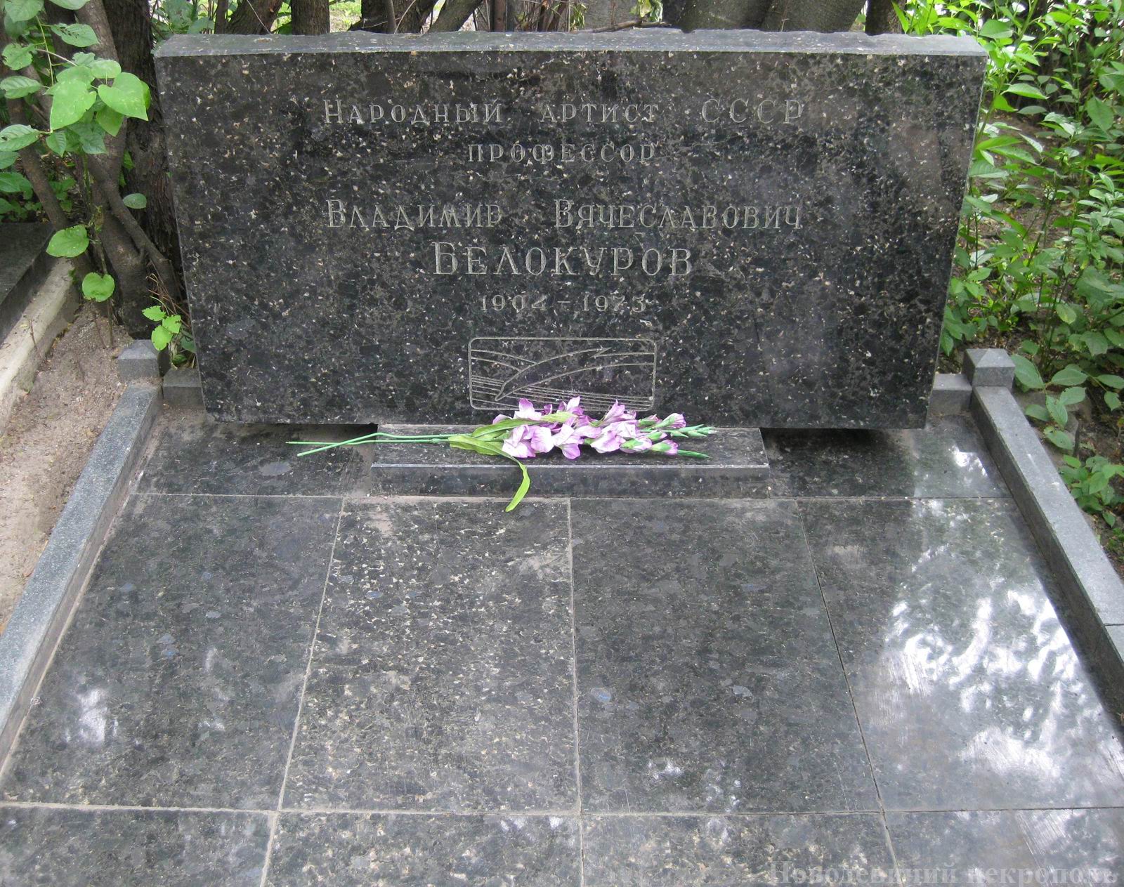 Памятник на могиле Белокурова В.В. (1904–1973), на Новодевичьем кладбище (7–4–24).