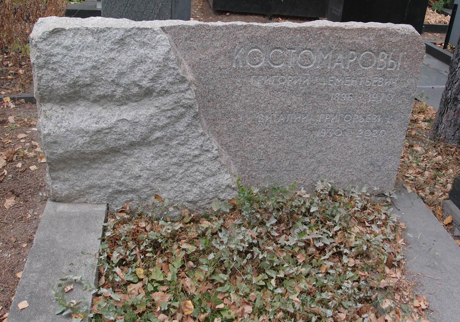 Памятник на могиле Костомарова Г.Д. (1896–1970), на Новодевичьем кладбище (7–11–7).