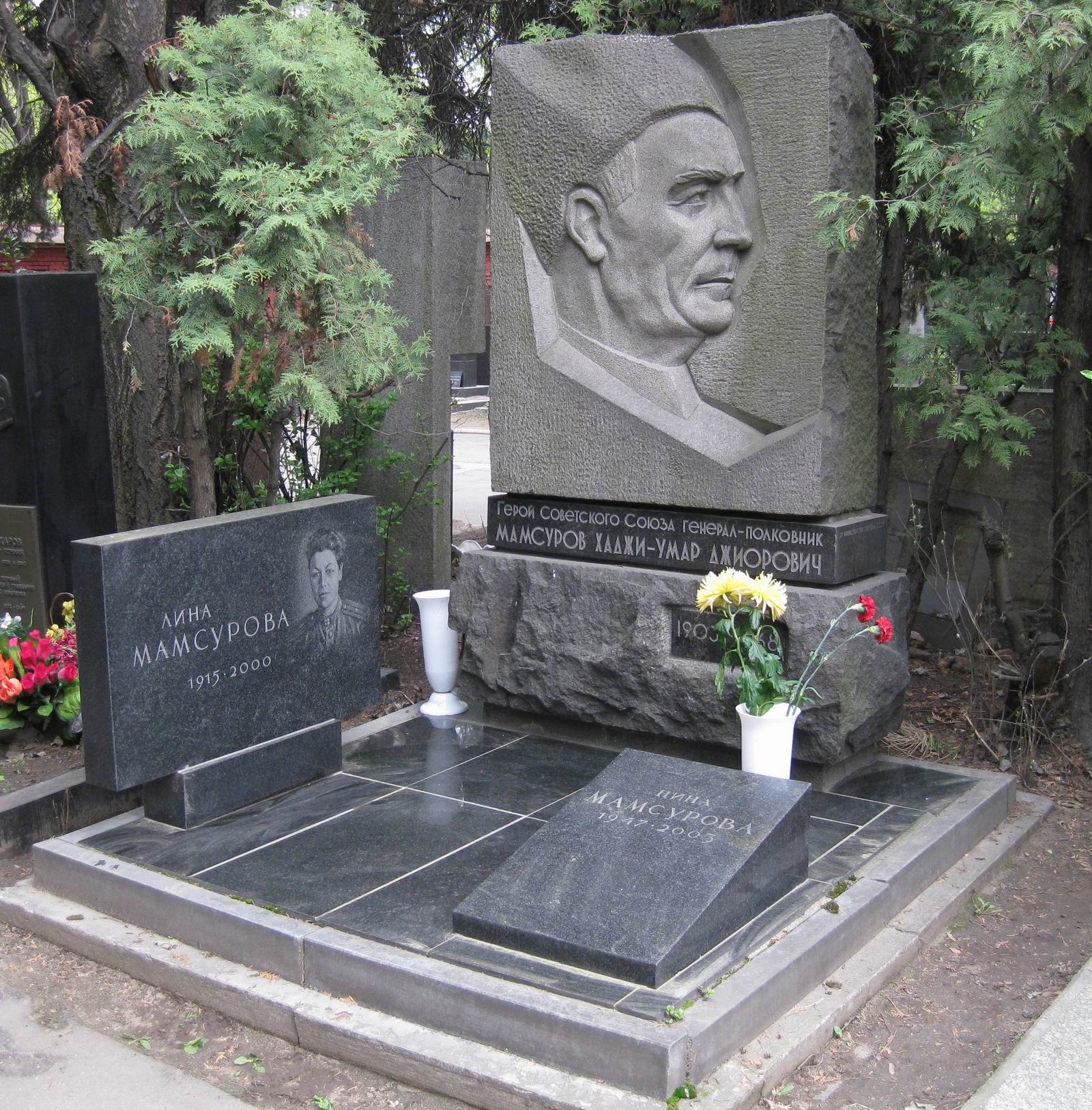 Памятник на могиле Мамсурова Х.-У.Д. (1903-1968), на Новодевичьем кладбище (7-2-9).
