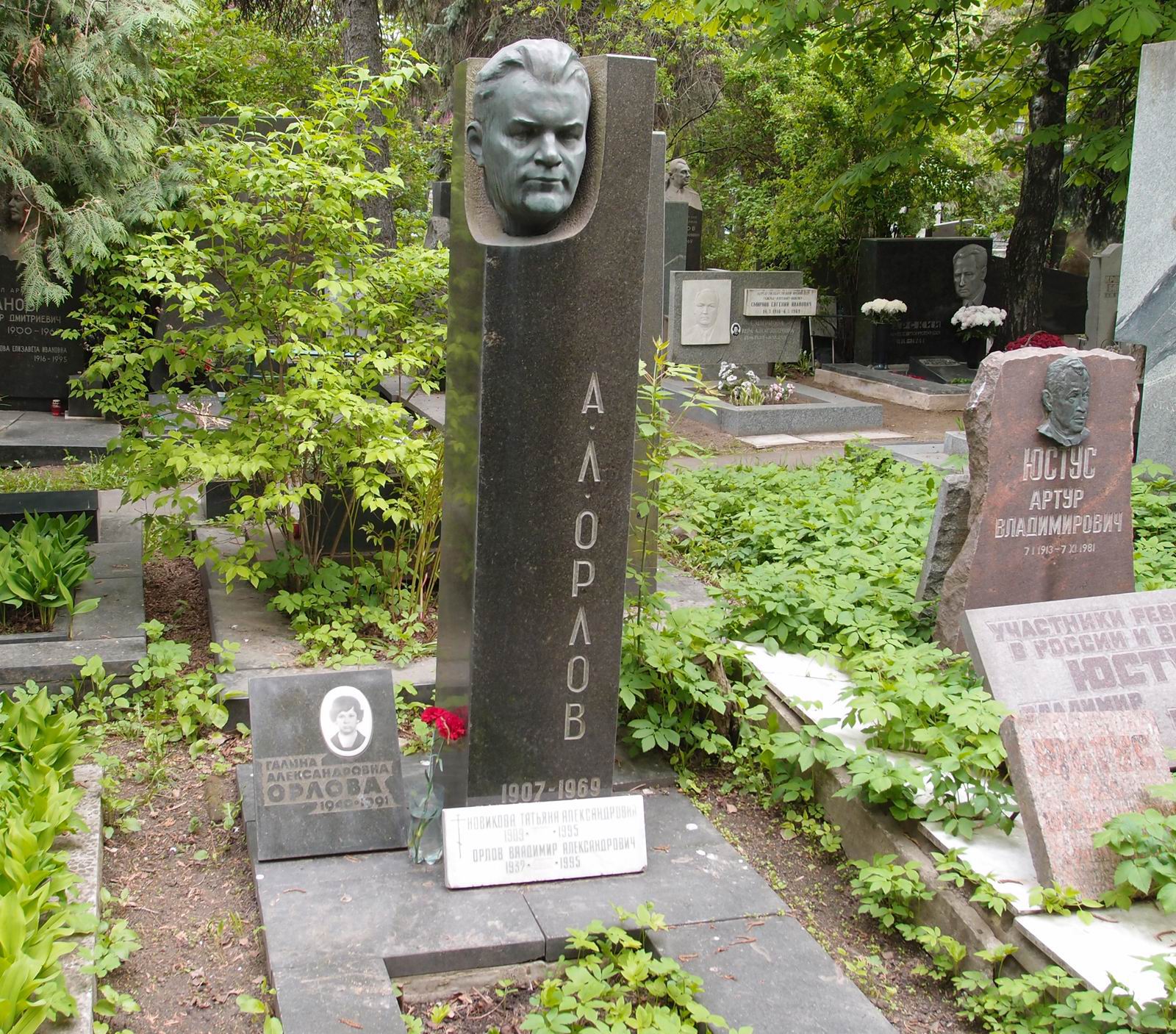 Памятник на могиле Орлова А.Л. (1907–1969), ск. Л.Тальба, на Новодевичьем кладбище (7–8–2).