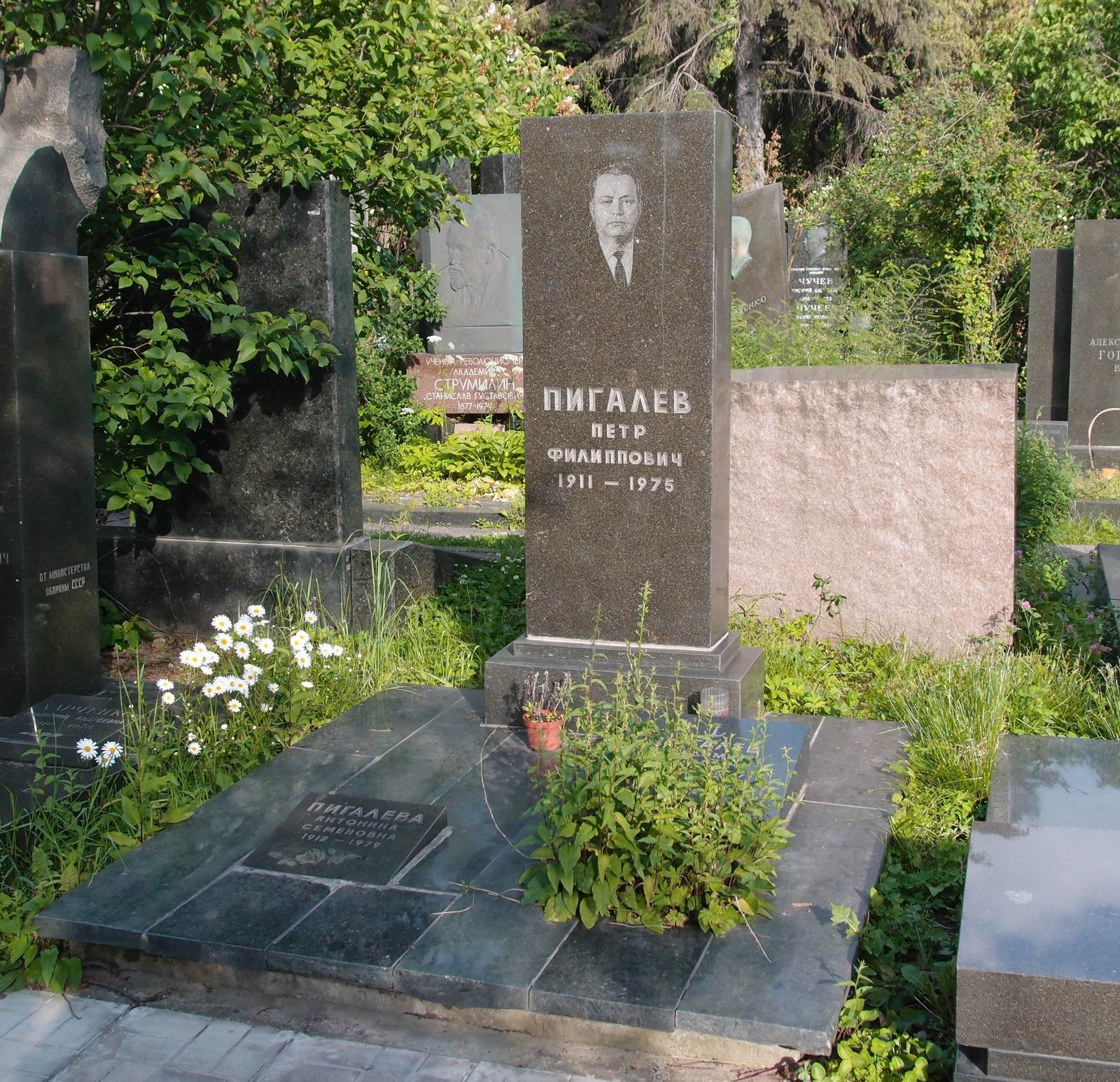Памятник на могиле Пигалева П.Ф. (1911–1975), автор В.Пигалев, на Новодевичьем кладбище (7–10–22).