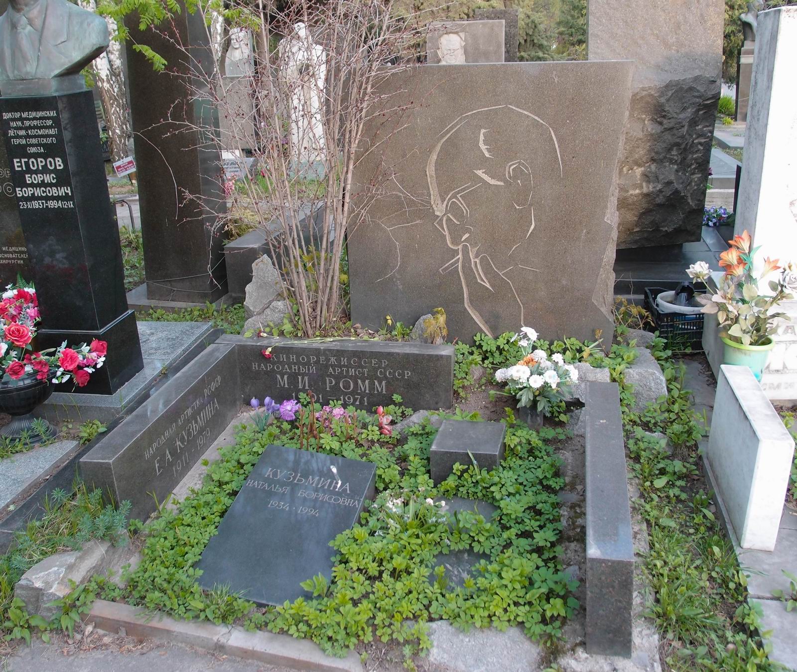 Памятник на могиле Ромма М.И. (1901–1971), на Новодевичьем кладбище (7–16–10).