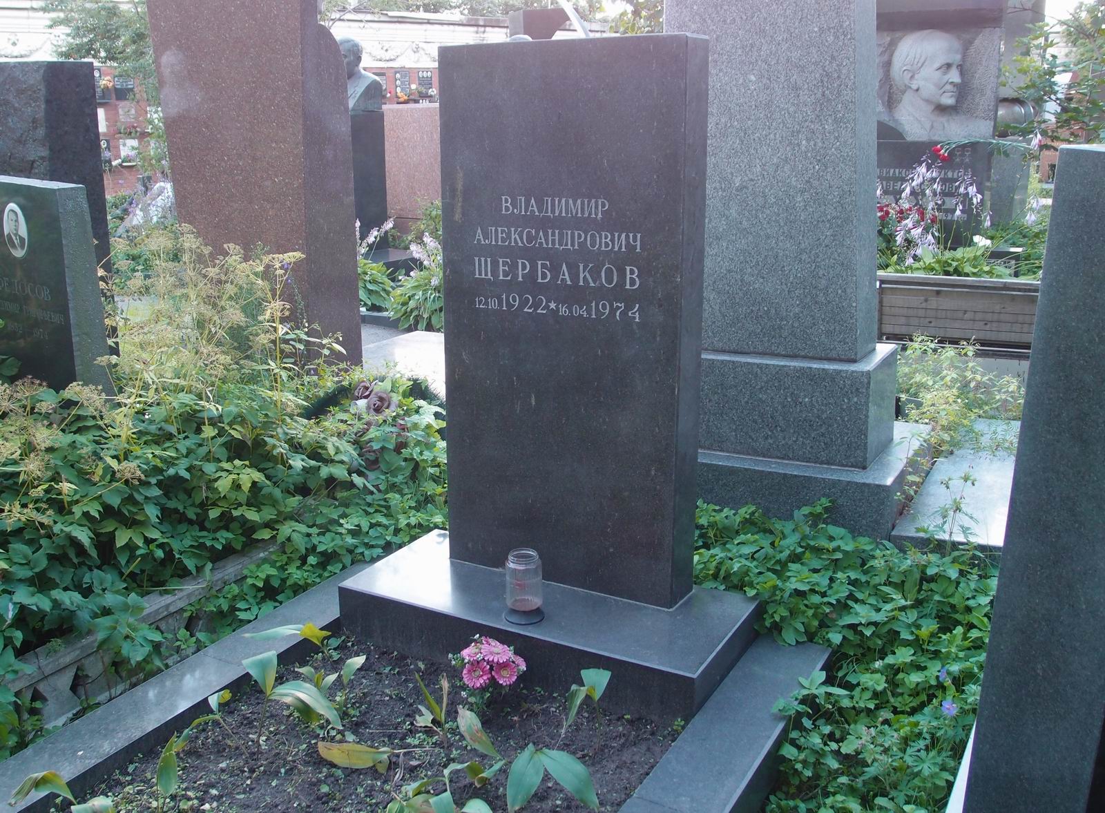 Памятник на могиле Щербакова В.А. (1922-1974), на Новодевичьем кладбище (7-9-17).