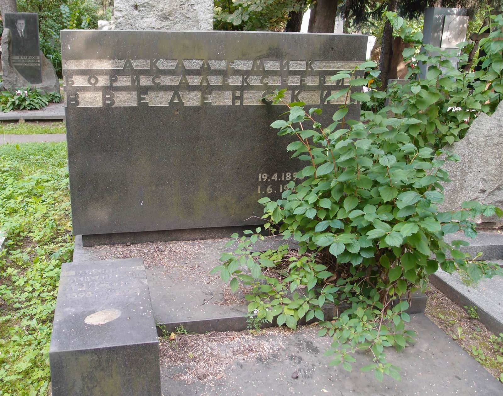 Памятник на могиле Ввведенского Б.А. (1893–1969), на Новодевичьем кладбище (7–8–4).