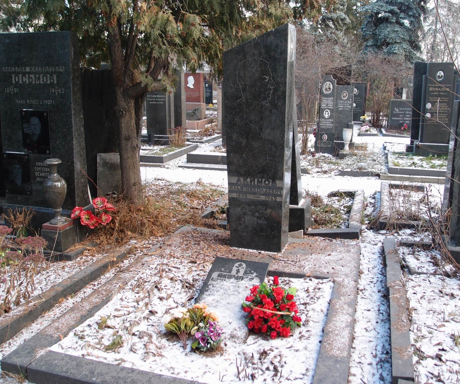 Памятник на могиле Акимова И.Н. (1898-1962), худ. В.Бородин, на Новодевичьем кладбище (8-15-6).