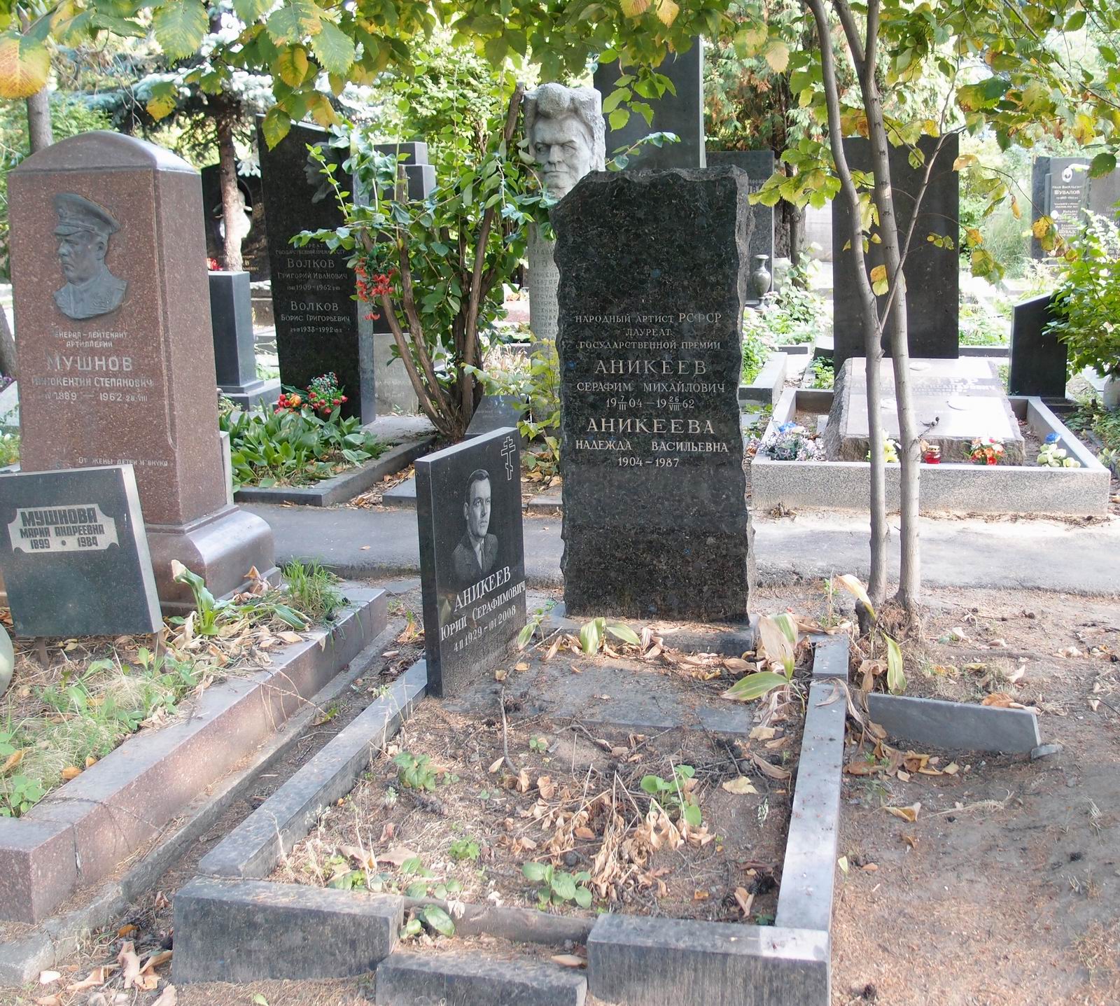 Памятник на могиле Аникеева С.М. (1904–1962), на Новодевичьем кладбище (8–18–4).