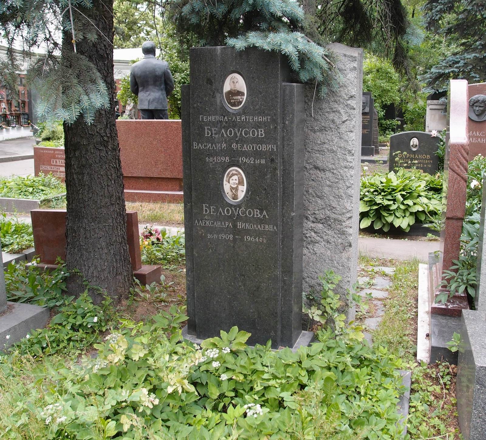 Памятник на могиле Белоусова В.Ф. (1898–1962), на Новодевичьем кладбище (8–16–11).