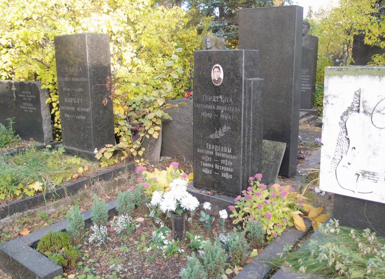 Памятник на могиле Гордеевой А.Я. (1902–1963), на Новодевичьем кладбище (8–24–11).