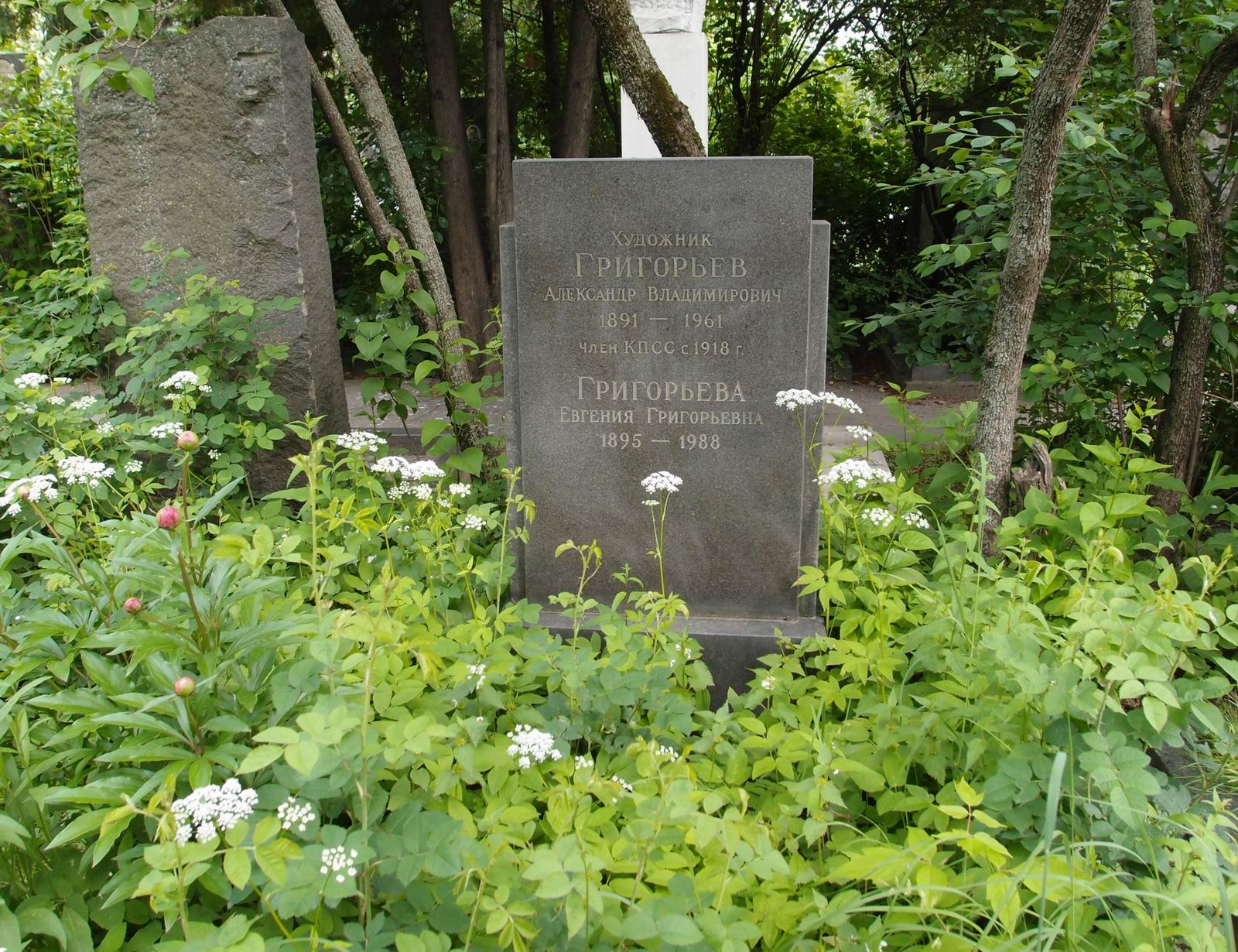 Памятник на могиле Григорьева А.В. (1891–1961), на Новодевичьем кладбище (8–13–14).
