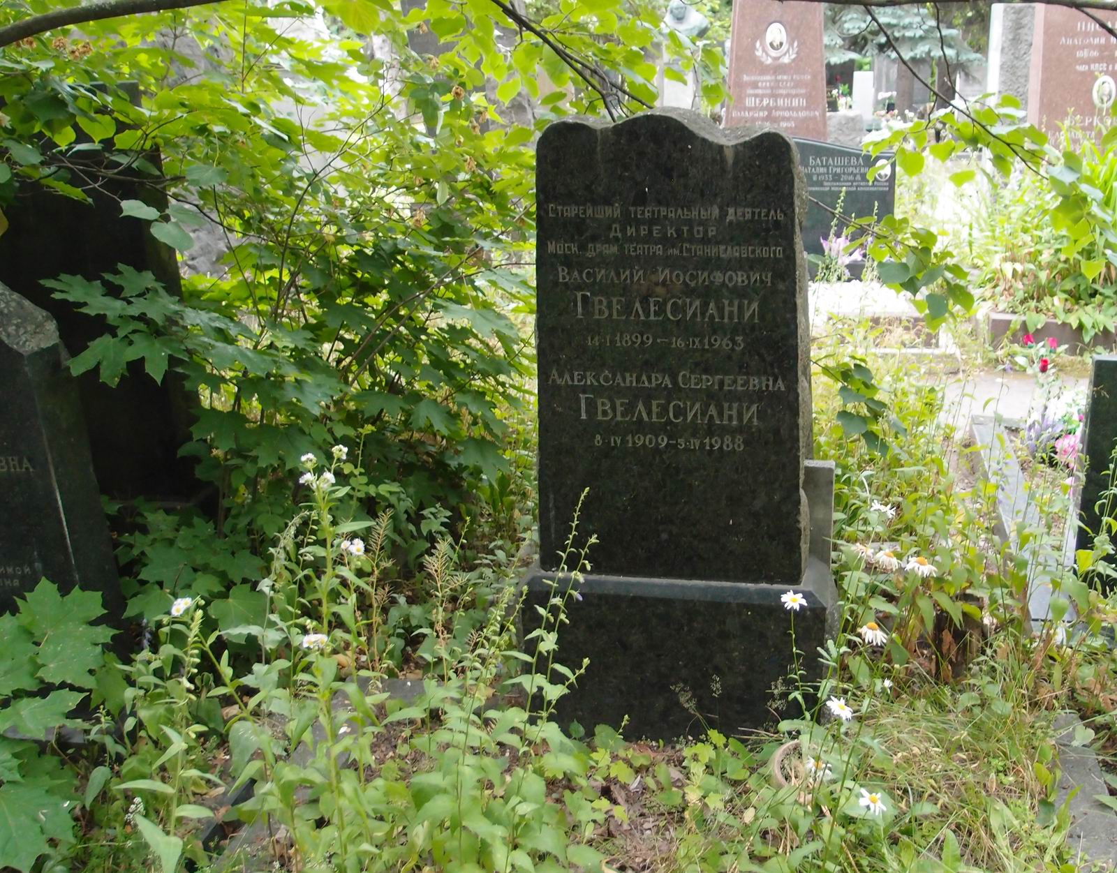 Памятник на могиле Гвелесиани В.И. (1899–1963), на Новодевичьем кладбище (8–31–4).