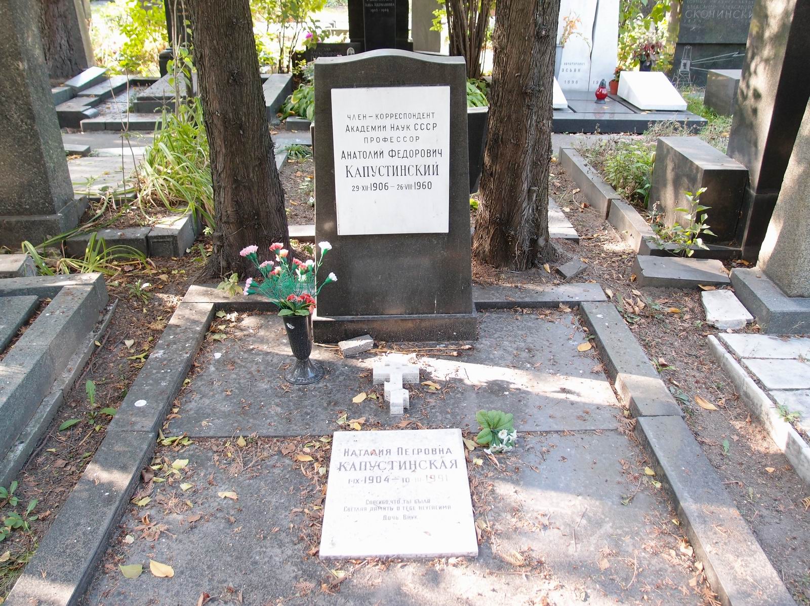 Памятник на могиле Капустинского А.Ф. (1906-1960), на Новодевичьем кладбище (8-5-5).