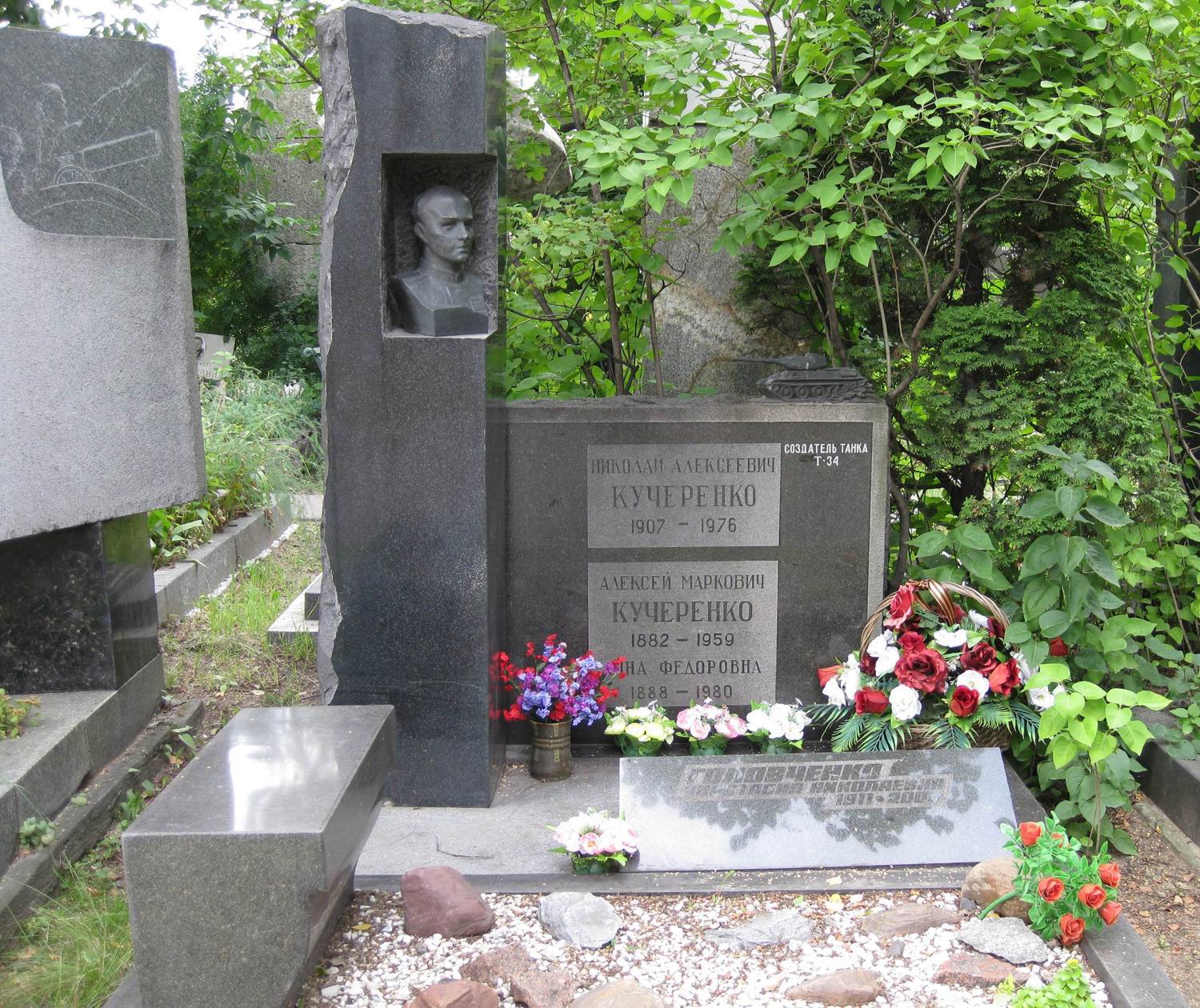 Памятник на могиле Кучеренко Н.А. (1907–1976), на Новодевичьем кладбище (8–1–15).