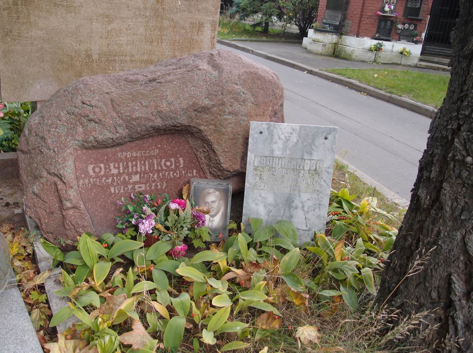 Памятник на могиле Овчинникова А.М. (1904–1969), на Новодевичьем кладбище (8–44–3).