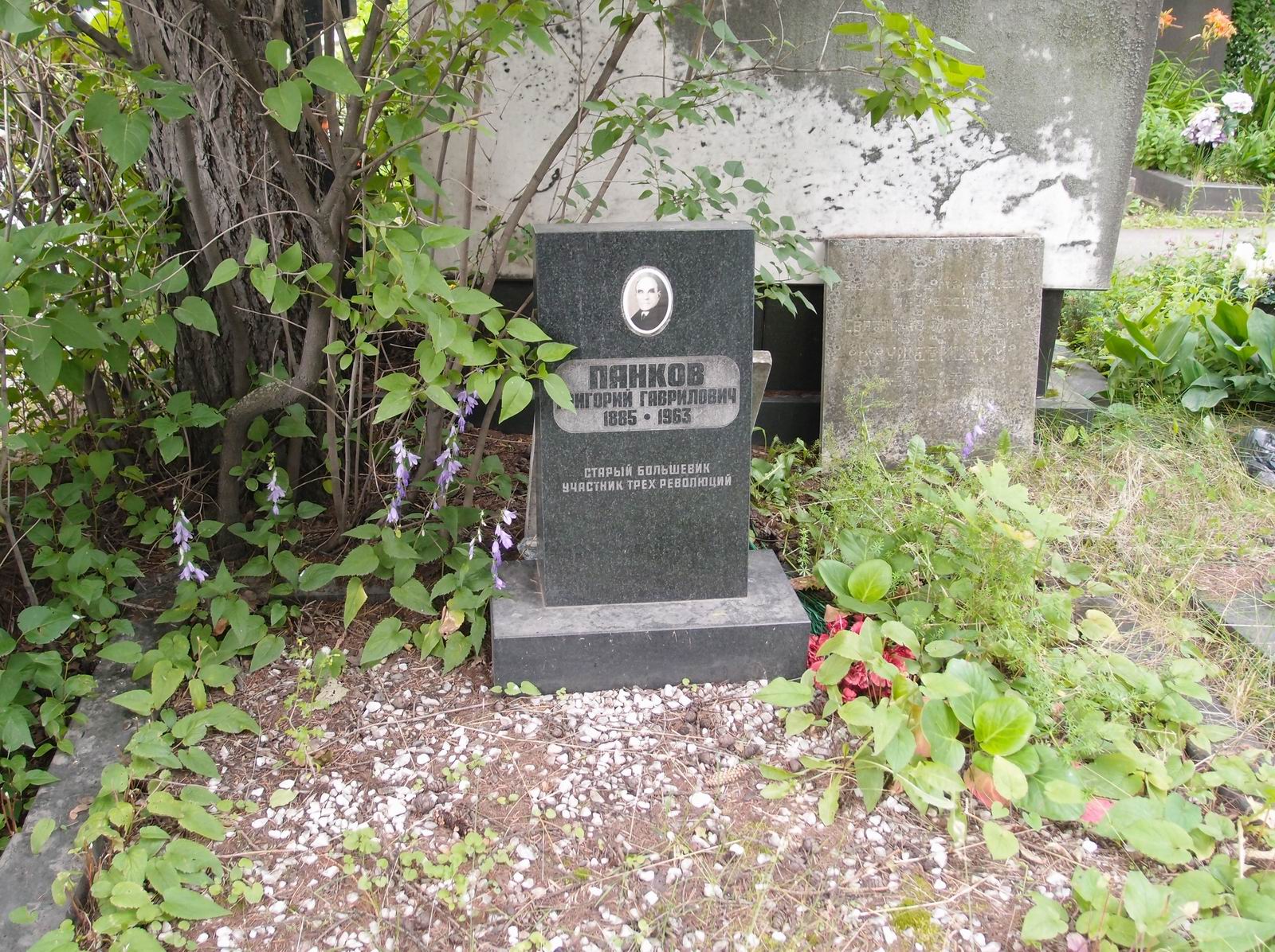 Памятник на могиле Панкова Г.Г. (1885-1963), на Новодевичьем кладбище (8-23-12).