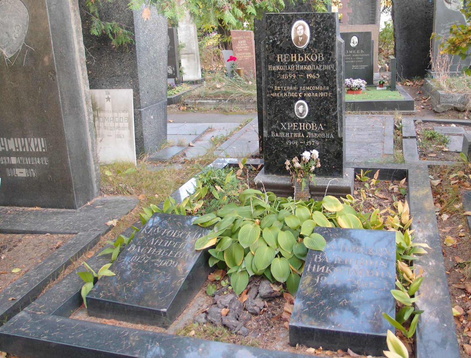 Памятник на могиле Пенькова Н.Н. (1899–1963), на Новодевичьем кладбище (8–33–7).