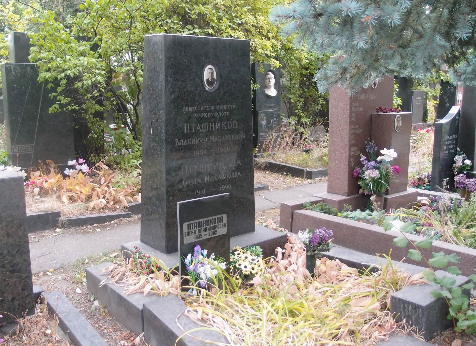 Памятник на могиле Пташникова В.М. (1904–1960), на Новодевичьем кладбище (8–9–3).