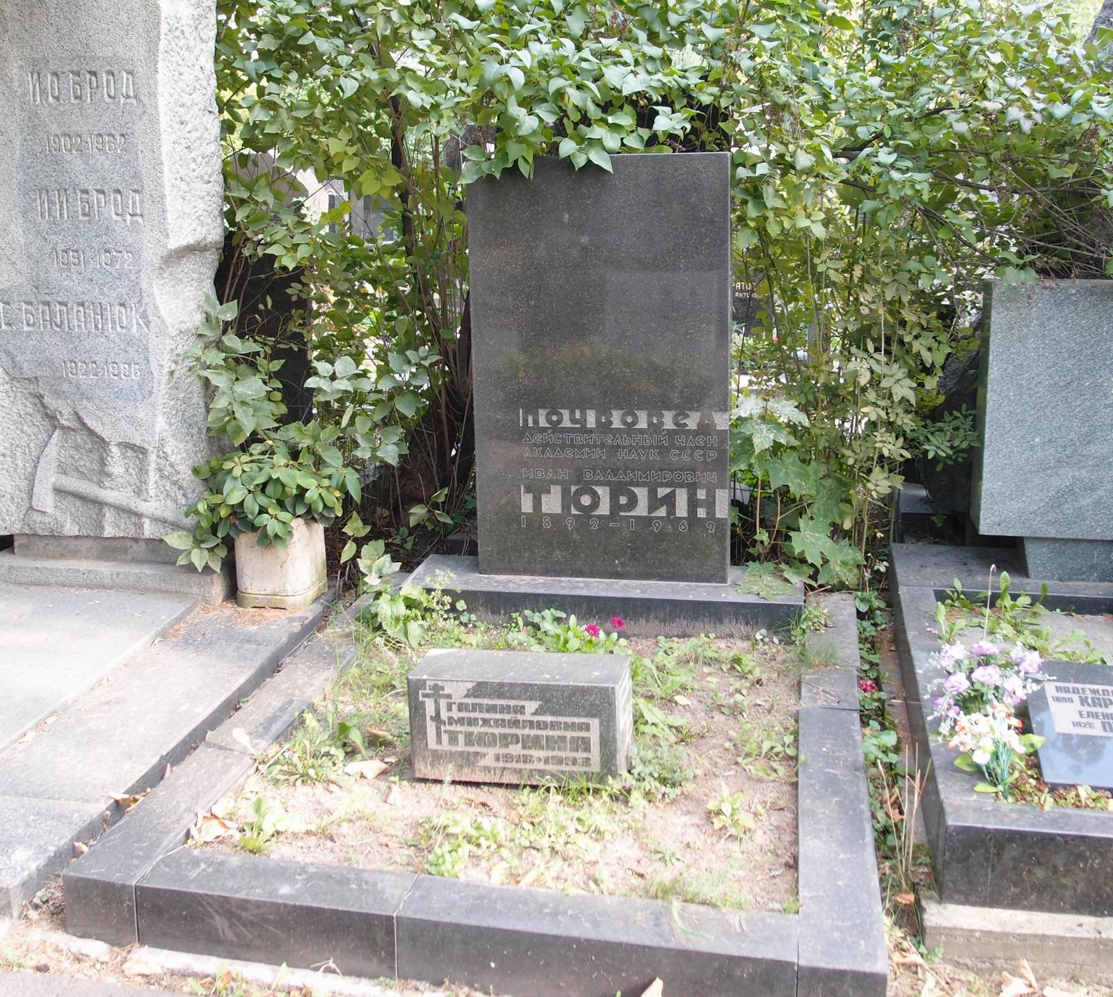 Памятник на могиле Тюрина И.В. (1892-1962), на Новодевичьем кладбище (8-17-9).