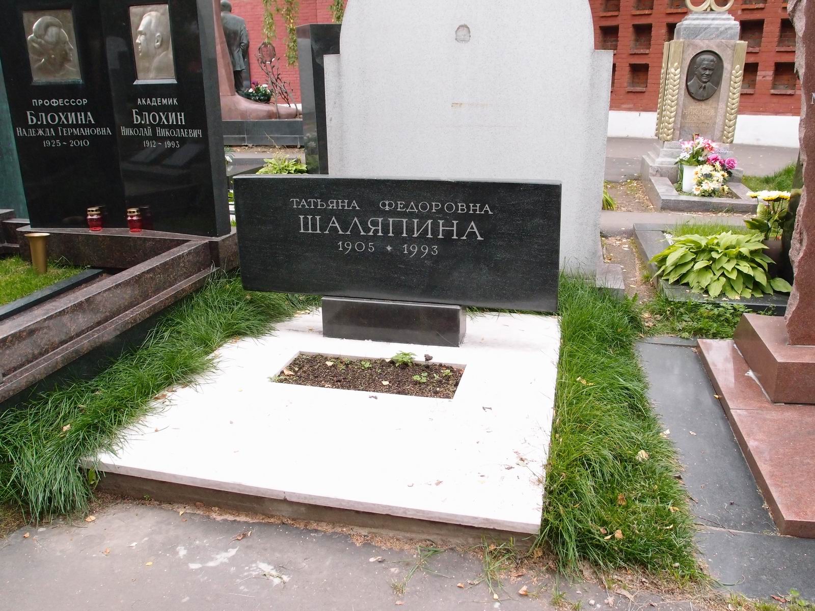 Памятник на могиле Шаляпиной Т.Ф. (1905-1993), на Новодевичьем кладбище (10-7-9).