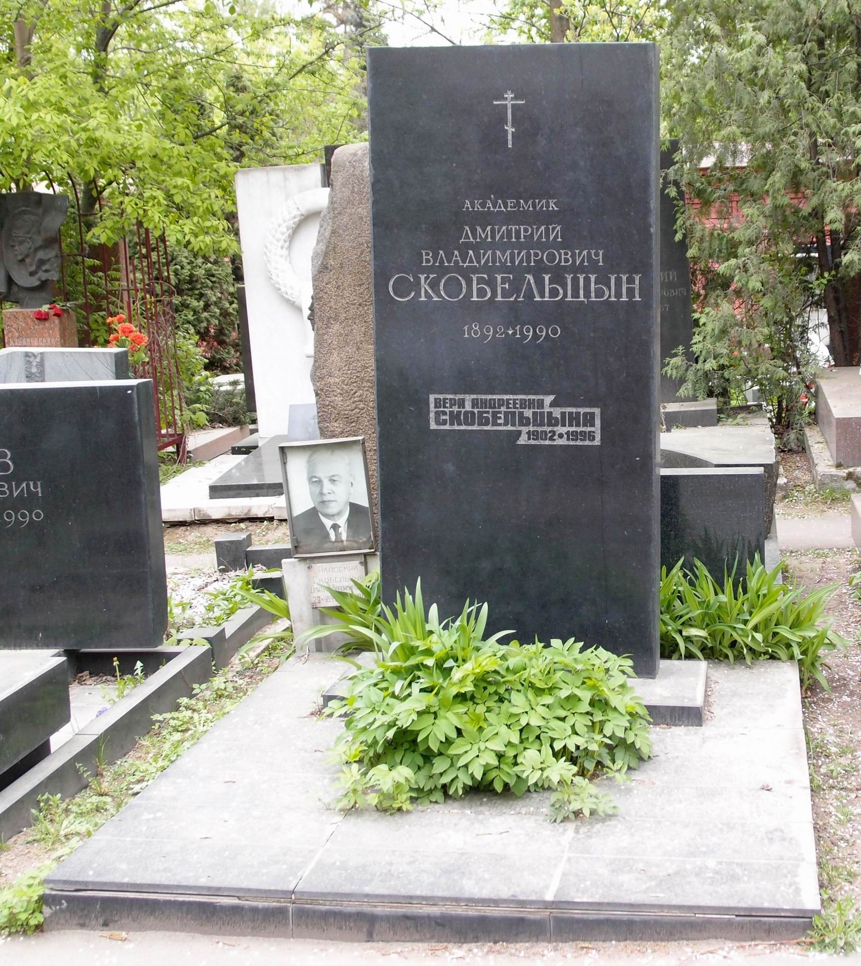 Памятник на могиле Скобельцына Д.В. (1892-1990), на Новодевичьем кладбище (10-6-9).