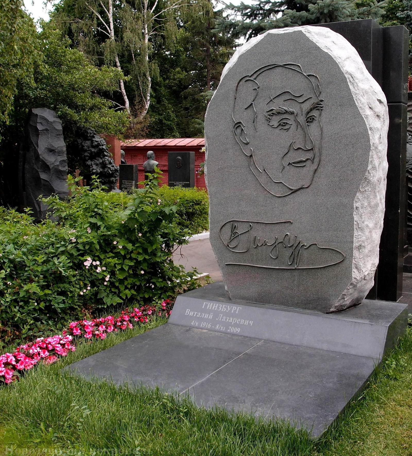 Памятник на могиле Гинзбурга В.Л. (1916-2009), худ. С.Манцеров, на Новодевичьем кладбище (11-6-1).