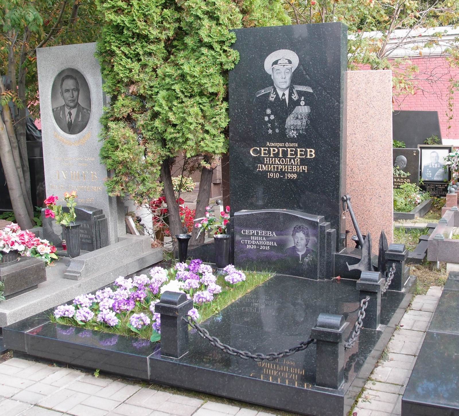 Памятник на могиле Сергеева Н.Д. (1909–1999), на Новодевичьем кладбище (11–4–10).