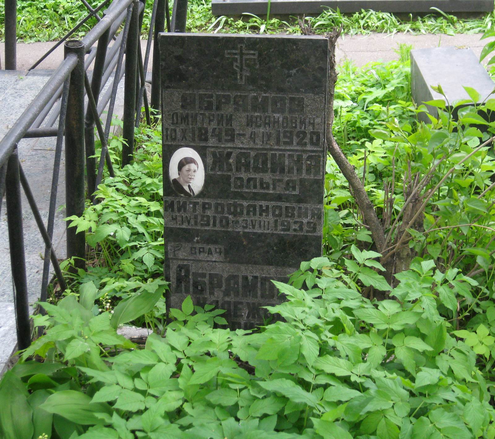 Памятник на могиле Абрамова Д.И. (1849–1920), на Новодевичьем кладбище (1–33–5а).