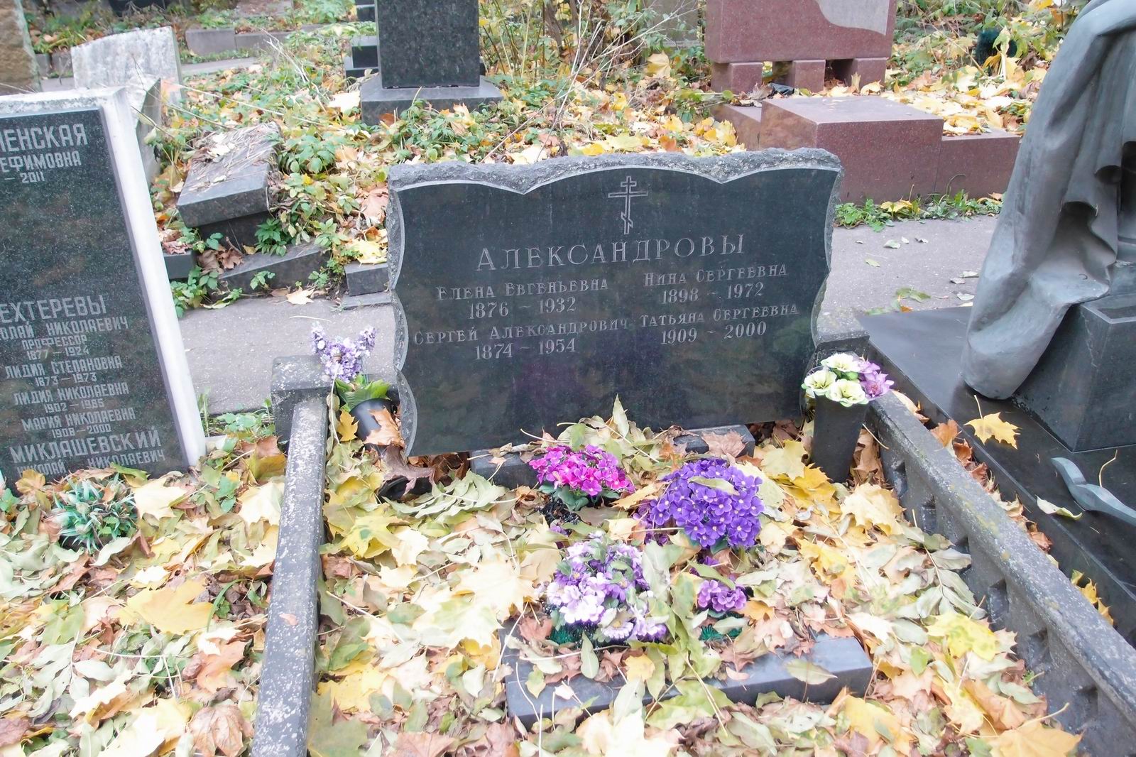 Памятник на могиле Александрова С.А. (1874–1954), на Новодевичьем кладбище (1–32–3).
