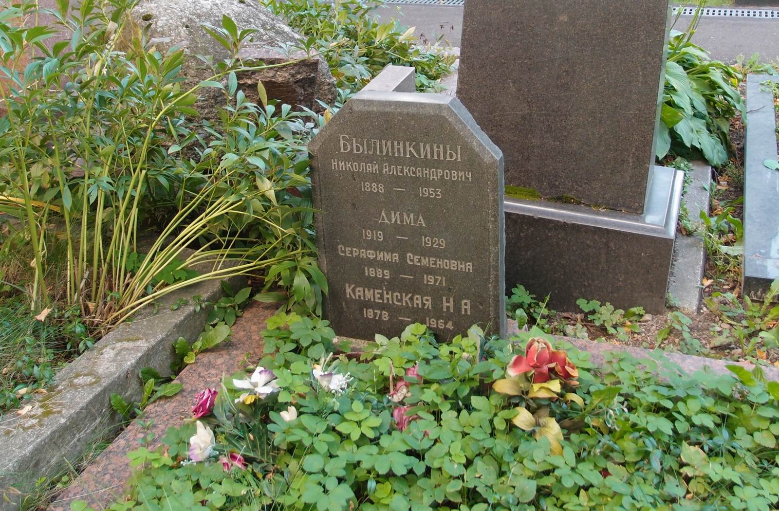 Памятник на могиле Былинкина Н.А. (1888–1953), на Новодевичьем кладбище (1–47–15).
