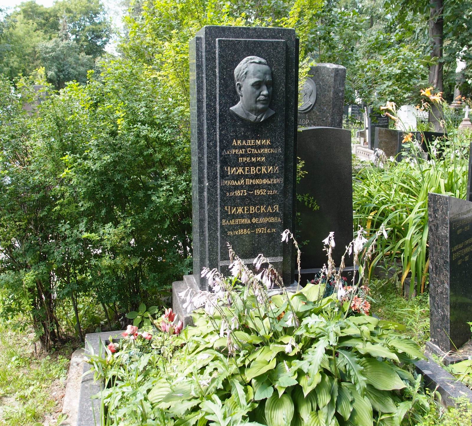 Памятник на могиле Чижевского Н.П. (1873–1952), на Новодевичьем кладбище (1–16–1).