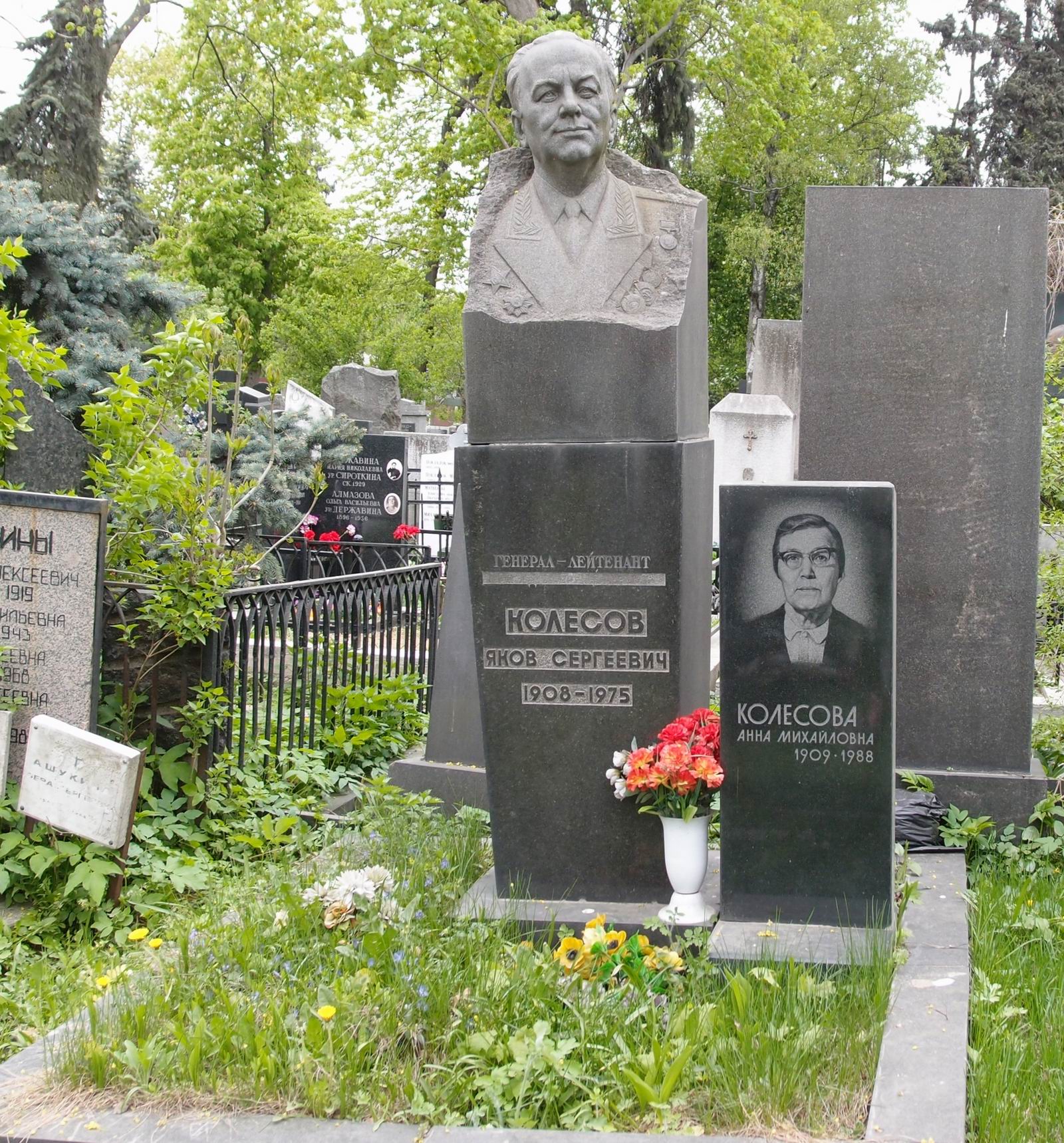 Памятник на могиле Колесова Я.С. (1908–1975), на Новодевичьем кладбище (1–31–8).