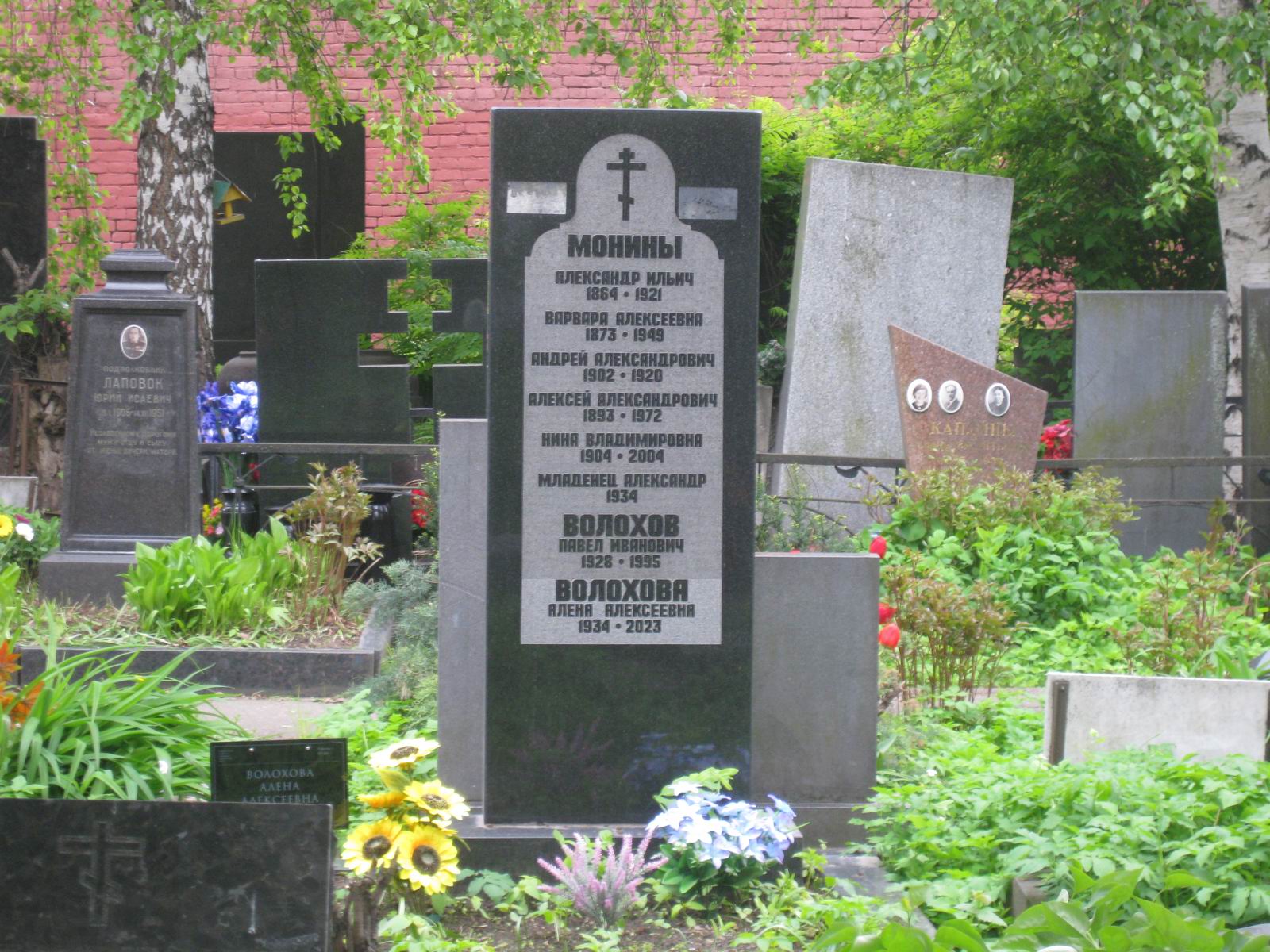 Памятник на могиле Монина А.И. (1864–1921), на Новодевичьем кладбище (1–35–8).